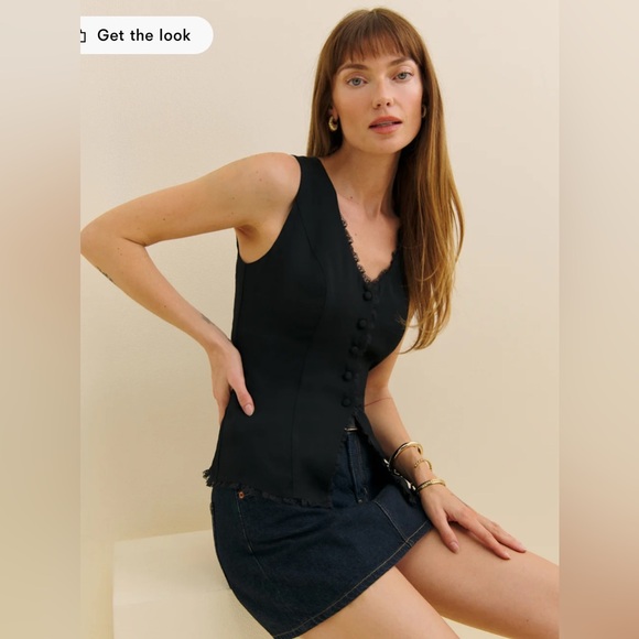 NWT Reformation Skylar Top in Black Size 6 Vest - Picture 5 of 7